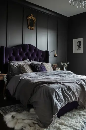 gray moody bedroom