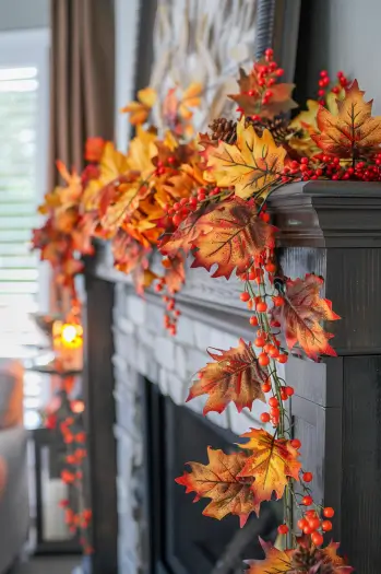 fall fireplace mantle