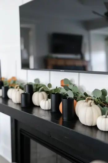 fall garland on mantle