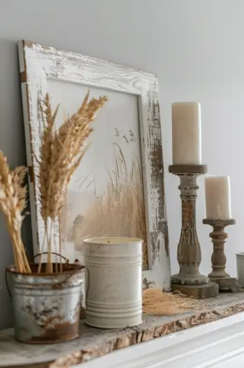 
fireplace mantle fall decor