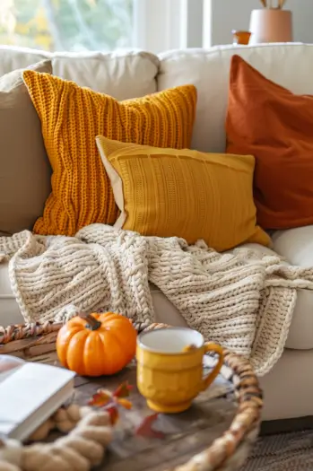 living room fall decor