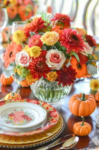 thanksgiving tablescapes flowers