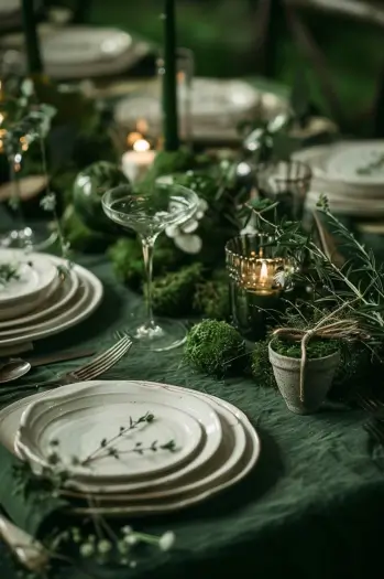 thanksgiving tablescapes green elements