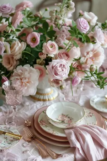 thanksgiving tablescapes pink flowers