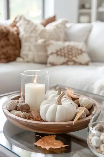 
how to decorate a coffee table for fall